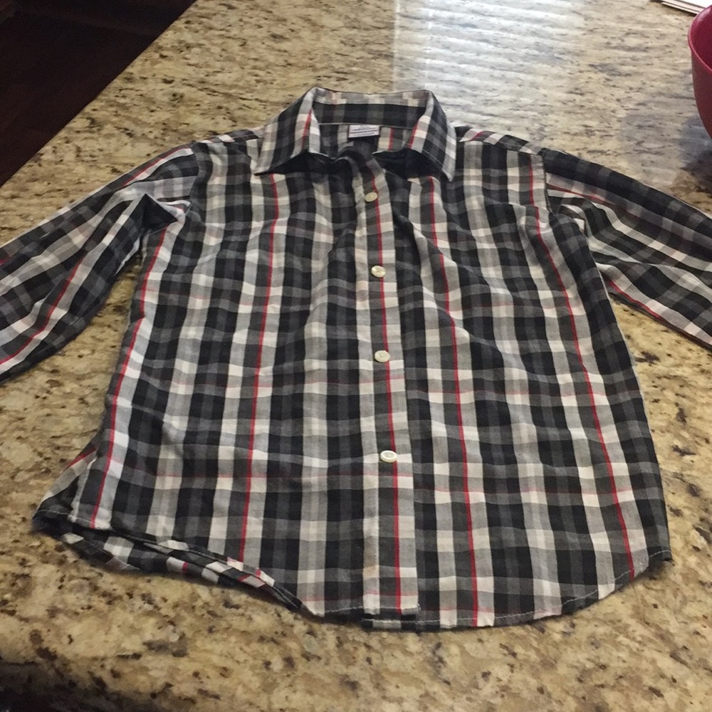 Boys button down plaid shirt.